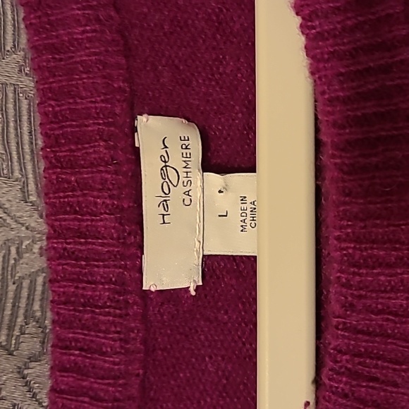 Halogen Cashmere Plum Bottom Slit Sweater, Large - Picture 3 of 6